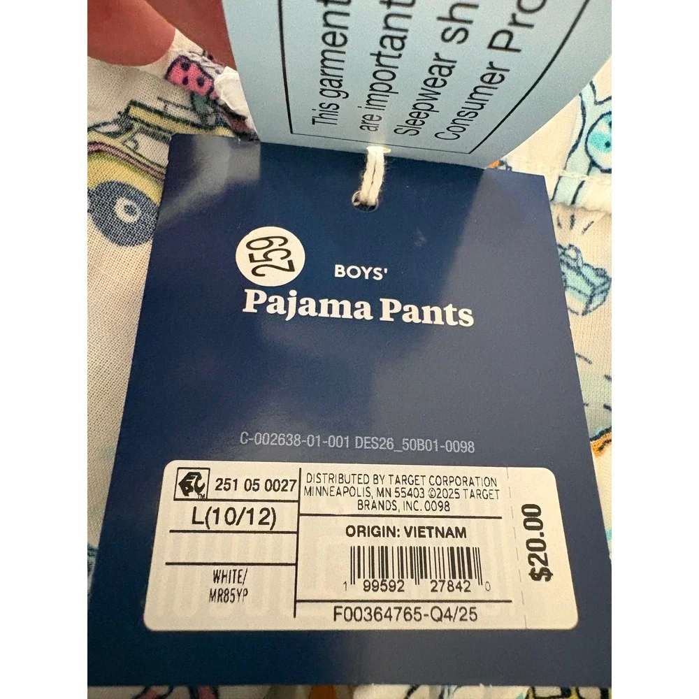 Roller Rabbit for Target Boys Road Trip Pajama Pants White Multi Large 10/12 NWT